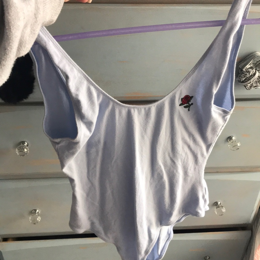 Baby Blue Rose Embroidered Bodysuit